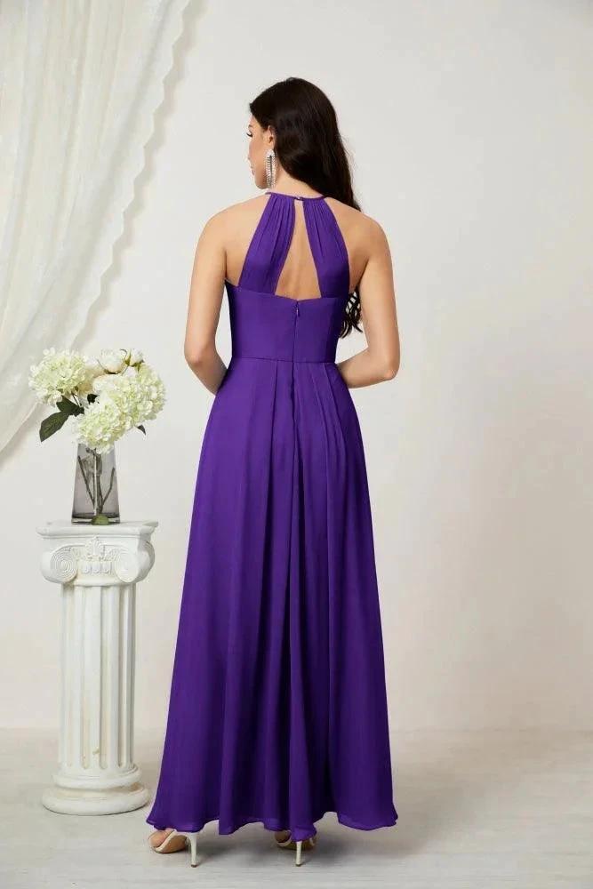 Numbersea Chiffon Halter Bridesmaid Dresses Long A-Line Formal Evening Dress 2805 by numbersea