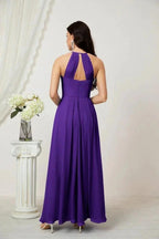Numbersea Chiffon Halter Bridesmaid Dresses Long A-Line Formal Evening Dress 2805 by numbersea