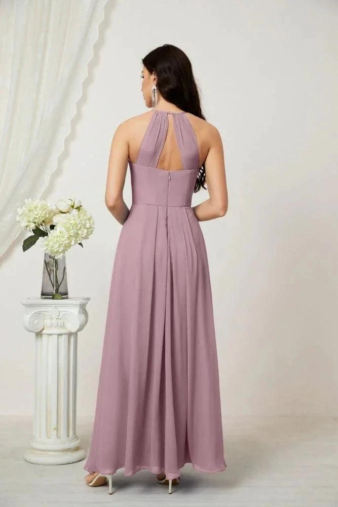 Numbersea Chiffon Halter Bridesmaid Dresses Long A-Line Formal Evening Dress 2805 by numbersea
