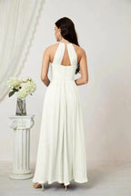 Numbersea Chiffon Halter Bridesmaid Dresses Long A-Line Formal Evening Dress 2805 by numbersea