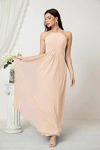Numbersea Chiffon Halter Bridesmaid Dresses Long A-Line Formal Evening Dress 2805 by numbersea