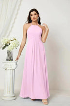 Numbersea Chiffon Halter Bridesmaid Dresses Long A-Line Formal Evening Dress 2805 by numbersea