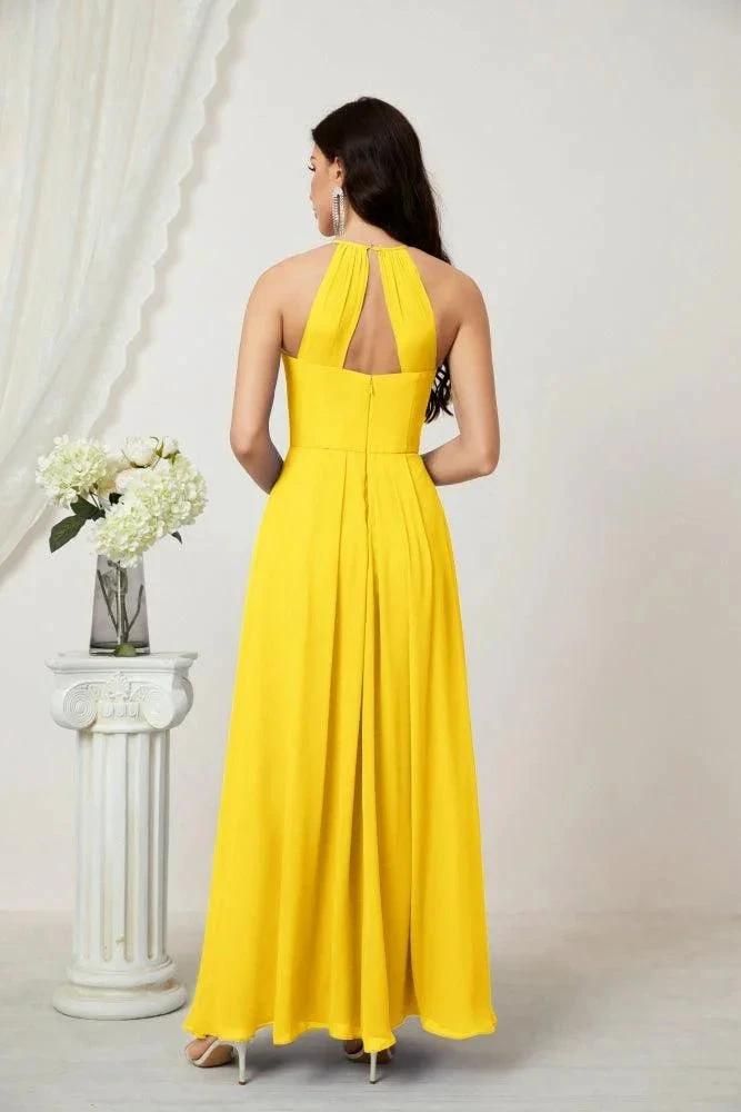 Numbersea Chiffon Halter Bridesmaid Dresses Long A-Line Formal Evening Dress 2805 by numbersea