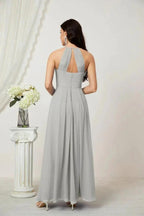 Numbersea Chiffon Halter Bridesmaid Dresses Long A-Line Formal Evening Dress 2805 by numbersea