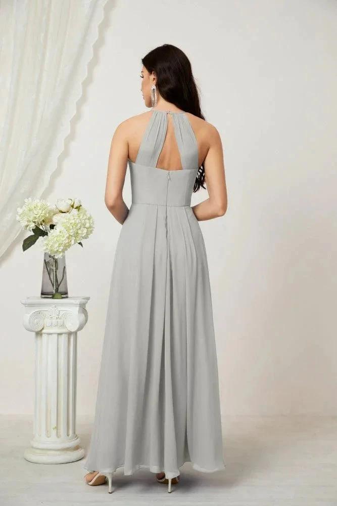 Numbersea Chiffon Halter Bridesmaid Dresses Long A-Line Formal Evening Dress 2805 by numbersea