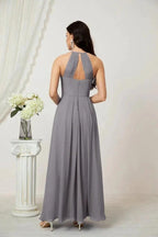 Numbersea Chiffon Halter Bridesmaid Dresses Long A-Line Formal Evening Dress 2805 by numbersea