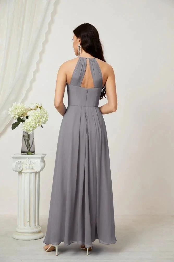 Numbersea Chiffon Halter Bridesmaid Dresses Long A-Line Formal Evening Dress 2805 by numbersea