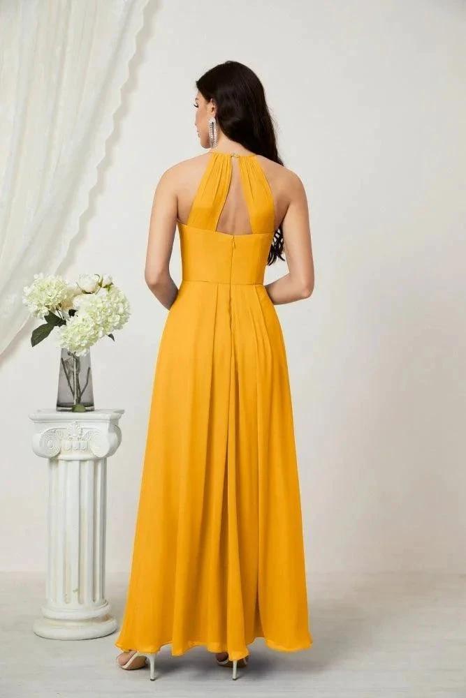 Numbersea Chiffon Halter Bridesmaid Dresses Long A-Line Formal Evening Dress 2805 by numbersea