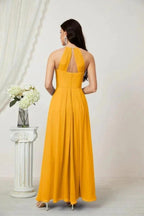 Numbersea Chiffon Halter Bridesmaid Dresses Long A-Line Formal Evening Dress 2805 by numbersea