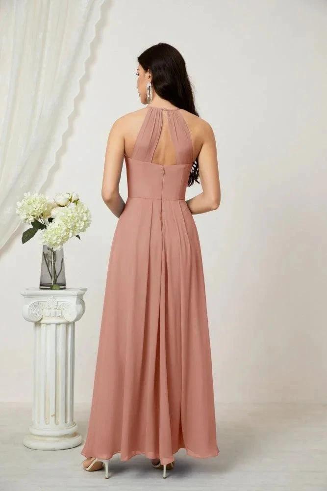 Numbersea Chiffon Halter Bridesmaid Dresses Long A-Line Formal Evening Dress 2805 by numbersea