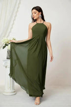 Numbersea Chiffon Halter Bridesmaid Dresses Long A-Line Formal Evening Dress 2805 by numbersea