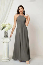 Numbersea Chiffon Halter Bridesmaid Dresses Long A-Line Formal Evening Dress 2805 by numbersea