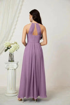 Numbersea Chiffon Halter Bridesmaid Dresses Long A-Line Formal Evening Dress 2805 by numbersea