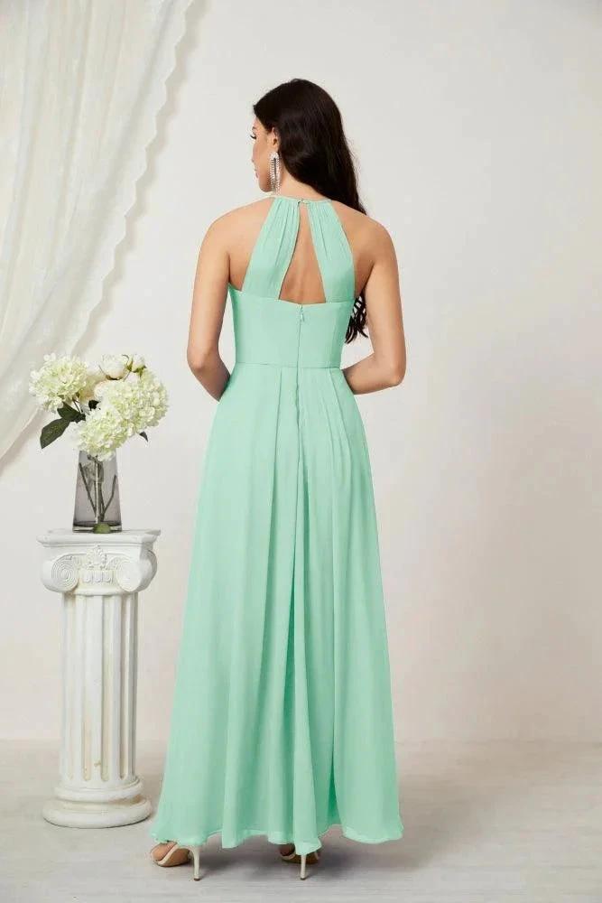 Numbersea Chiffon Halter Bridesmaid Dresses Long A-Line Formal Evening Dress 2805 by numbersea