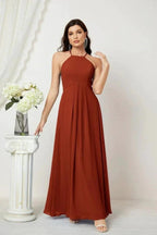 Numbersea Chiffon Halter Bridesmaid Dresses Long A-Line Formal Evening Dress 2805 by numbersea