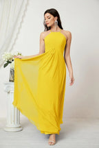Numbersea Chiffon Halter Bridesmaid Dresses Long A-Line Formal Evening Dress 2805 by numbersea