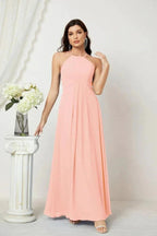 Numbersea Chiffon Halter Bridesmaid Dresses Long A-Line Formal Evening Dress 2805 by numbersea