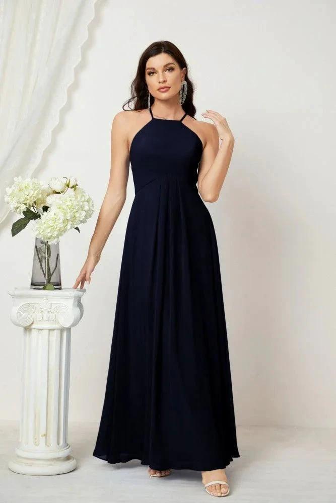 Numbersea Chiffon Halter Bridesmaid Dresses Long A-Line Formal Evening Dress 2805 by numbersea
