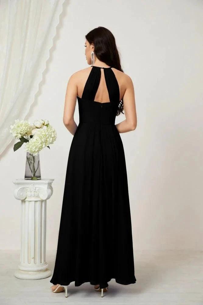 Numbersea Chiffon Halter Bridesmaid Dresses Long A-Line Formal Evening Dress 2805 by numbersea