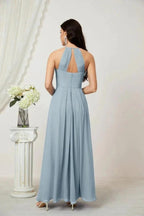 Numbersea Chiffon Halter Bridesmaid Dresses Long A-Line Formal Evening Dress 2805 by numbersea