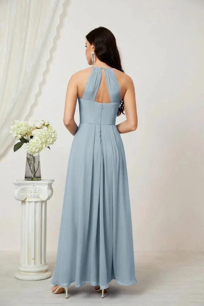 Numbersea Chiffon Halter Bridesmaid Dresses Long A-Line Formal Evening Dress 2805 by numbersea