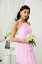 Numbersea Chiffon Halter Bridesmaid Dresses Long A-Line Formal Evening Dress 2805 by numbersea