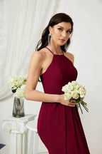 Numbersea Chiffon Halter Bridesmaid Dresses Long A-Line Formal Evening Dress 2805 by numbersea