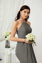 Numbersea Chiffon Halter Bridesmaid Dresses Long A-Line Formal Evening Dress 2805 by numbersea
