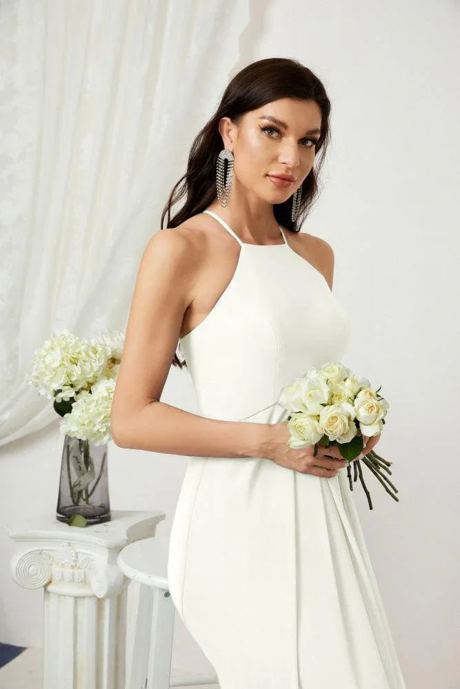 Numbersea Chiffon Halter Bridesmaid Dresses Long A-Line Formal Evening Dress 2805 by numbersea