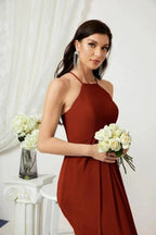 Numbersea Chiffon Halter Bridesmaid Dresses Long A-Line Formal Evening Dress 2805 by numbersea