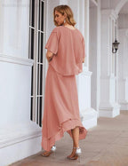 Sunnderly Chiffon Plus Size Mother of Bride Dresses with Jacket Formal Dresses for Wedding SY28073 by numbersea
