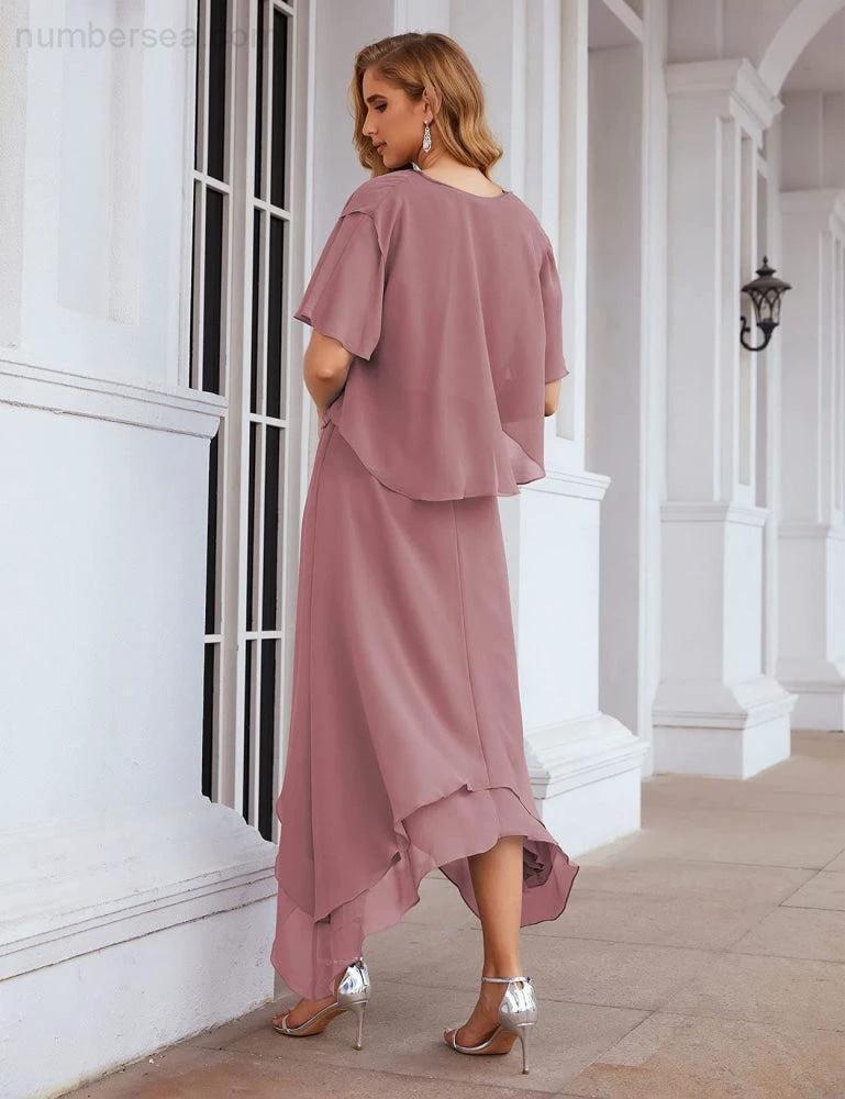 Sunnderly Chiffon Plus Size Mother of Bride Dresses with Jacket Formal Dresses for Wedding SY28073 by numbersea