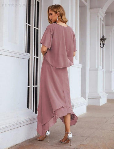 Sunnderly Chiffon Plus Size Mother of Bride Dresses with Jacket Formal Dresses for Wedding SY28073