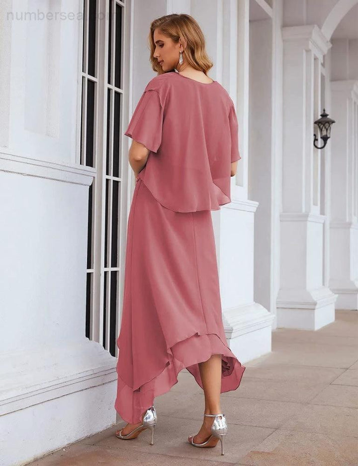 Sunnderly Chiffon Plus Size Mother of Bride Dresses with Jacket Formal Dresses for Wedding SY28073 by numbersea