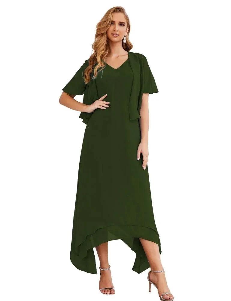 Sunnderly Chiffon Plus Size Mother of Bride Dresses with Jacket Formal Dresses for Wedding SY28073 by numbersea