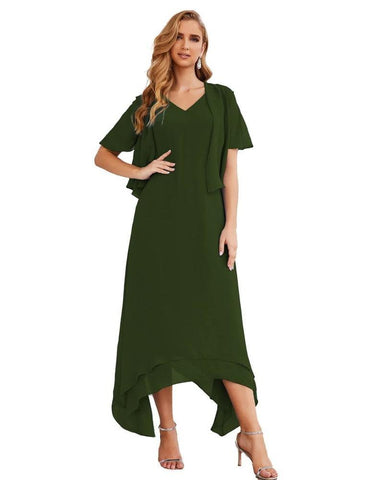 Sunnderly Chiffon Plus Size Mother of Bride Dresses with Jacket Formal Dresses for Wedding SY28073