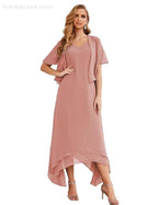 Sunnderly Chiffon Plus Size Mother of Bride Dresses with Jacket Formal Dresses for Wedding SY28073 by numbersea