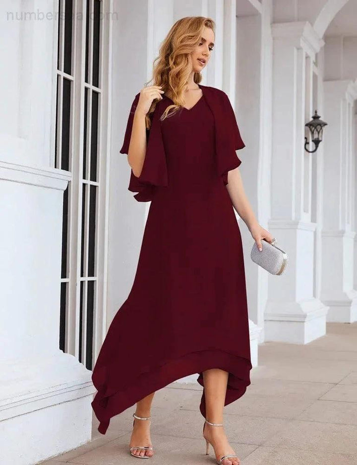 Sunnderly Chiffon Plus Size Mother of Bride Dresses with Jacket Formal Dresses for Wedding SY28073 by numbersea