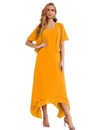 Sunnderly Chiffon Plus Size Mother of Bride Dresses with Jacket Formal Dresses for Wedding SY28073 by numbersea