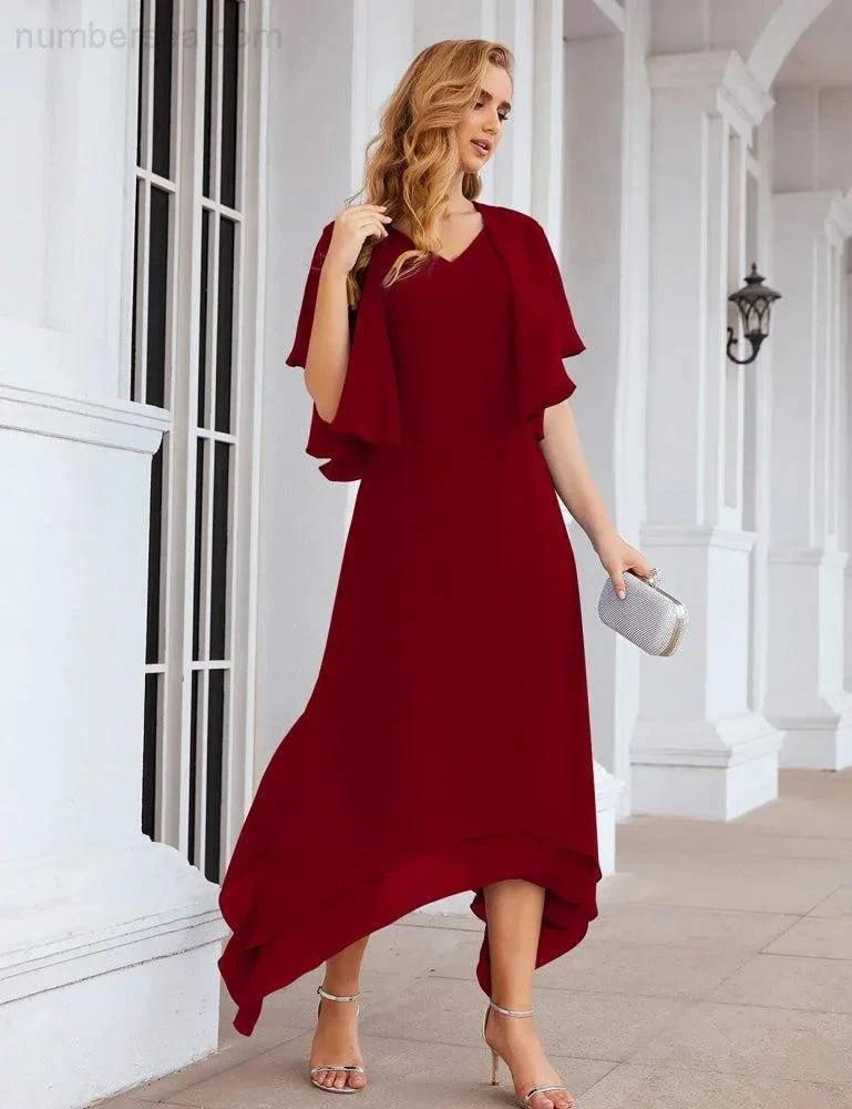 Sunnderly Chiffon Plus Size Mother of Bride Dresses with Jacket Formal Dresses for Wedding SY28073 by numbersea