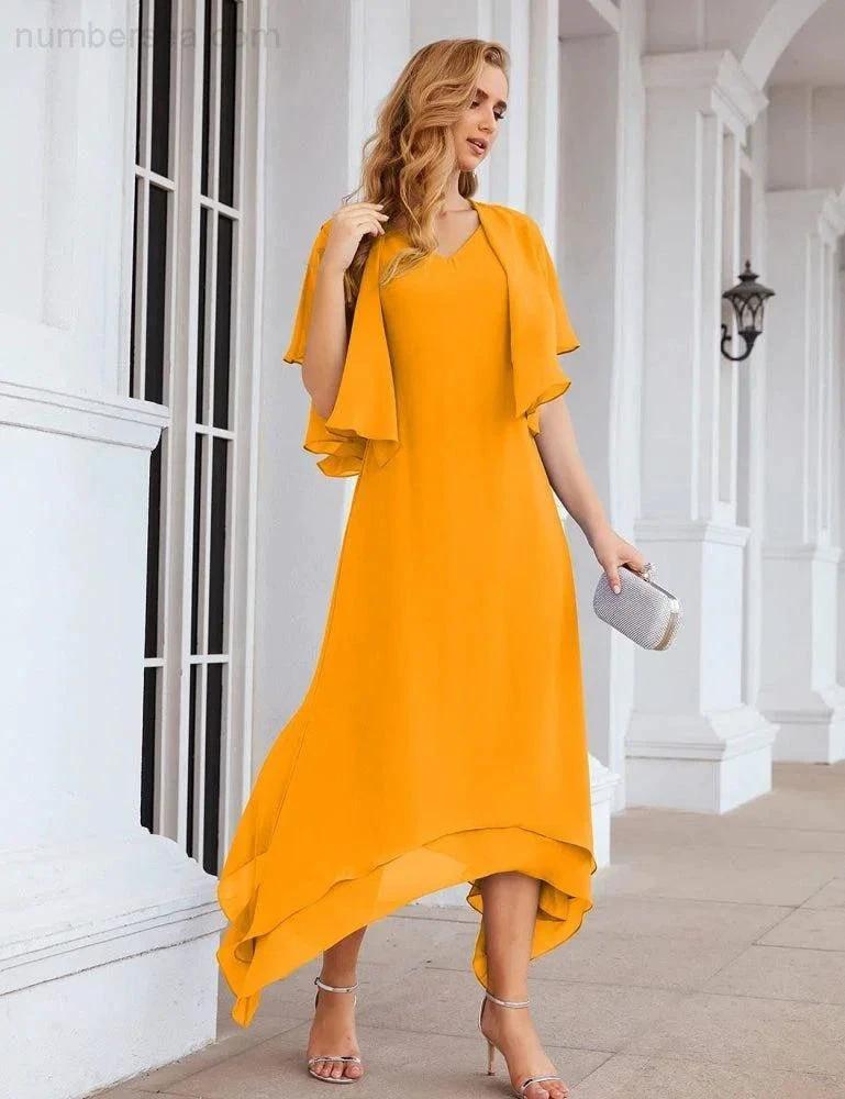 Sunnderly Chiffon Plus Size Mother of Bride Dresses with Jacket Formal Dresses for Wedding SY28073 by numbersea