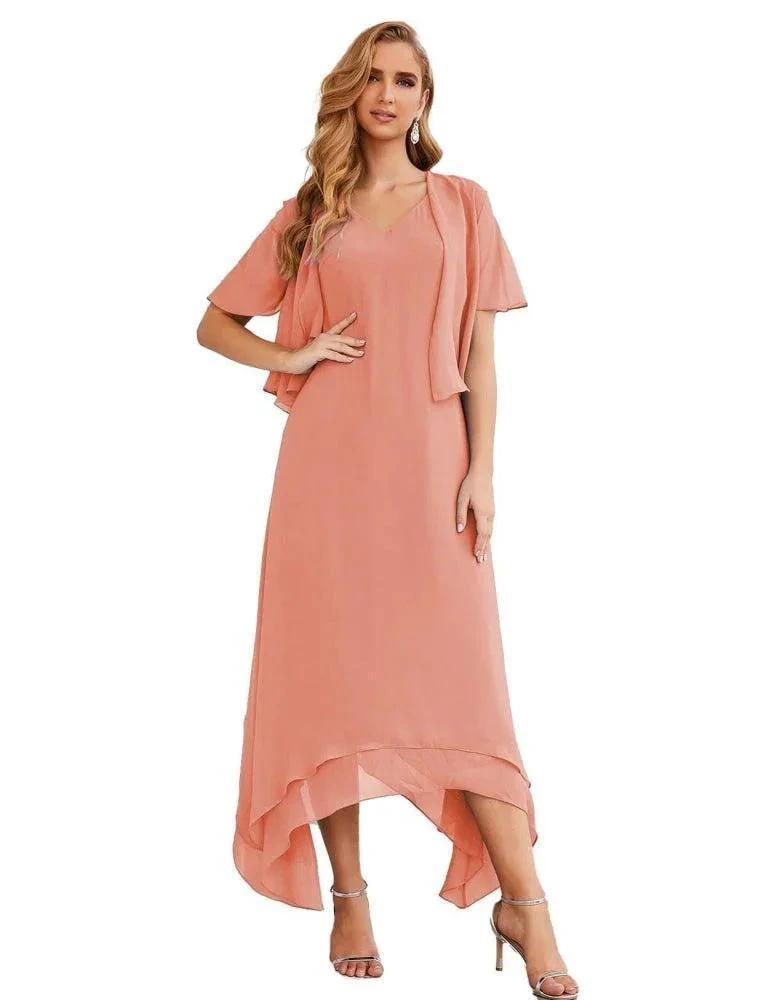Sunnderly Chiffon Plus Size Mother of Bride Dresses with Jacket Formal Dresses for Wedding SY28073 by numbersea