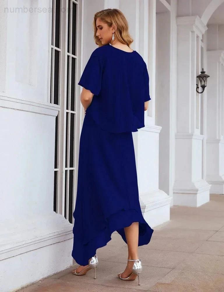 Sunnderly Chiffon Plus Size Mother of Bride Dresses with Jacket Formal Dresses for Wedding SY28073 by numbersea