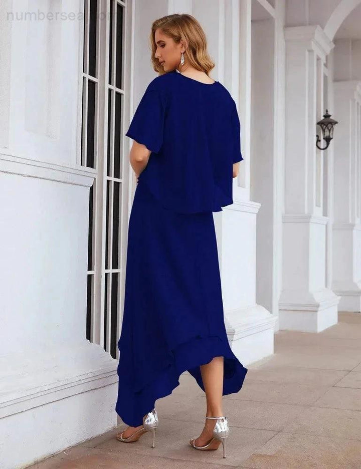 Sunnderly Chiffon Plus Size Mother of Bride Dresses with Jacket Formal Dresses for Wedding SY28073 by numbersea