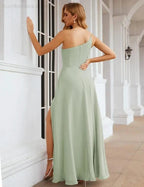 Numbersea One Shoulder Chiffon Bridesmaid Dresses Long Formal Homecoming Prom Gowns for Women Party Wedding Evening SEA28052 by numbersea