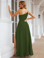 Numbersea One Shoulder Chiffon Bridesmaid Dresses Long Formal Homecoming Prom Gowns for Women Party Wedding Evening SEA28052 by numbersea