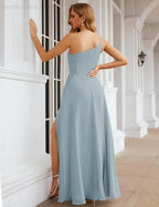 Numbersea One Shoulder Chiffon Bridesmaid Dresses Long Formal Homecoming Prom Gowns for Women Party Wedding Evening SEA28052 by numbersea