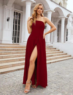 Numbersea One Shoulder Chiffon Bridesmaid Dresses Long Formal Homecoming Prom Gowns for Women Party Wedding Evening SEA28052 by numbersea