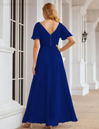 Numbersea Wrap V-Neck Chiffon Bridesmaid Dresses Long Formal Maxi Evening Gown for Wedding Guests  SEA28049