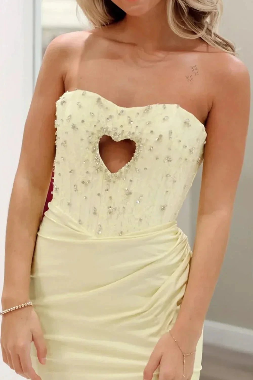 Oberon | Mermaid Strapless Sweetheart Keyhole Beading Long Prom Dresses with Slit by KissProm
